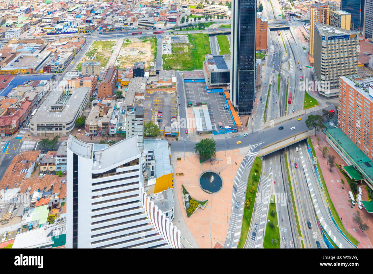 Bogotà vista aerea del quartiere di Santa Fe Foto Stock