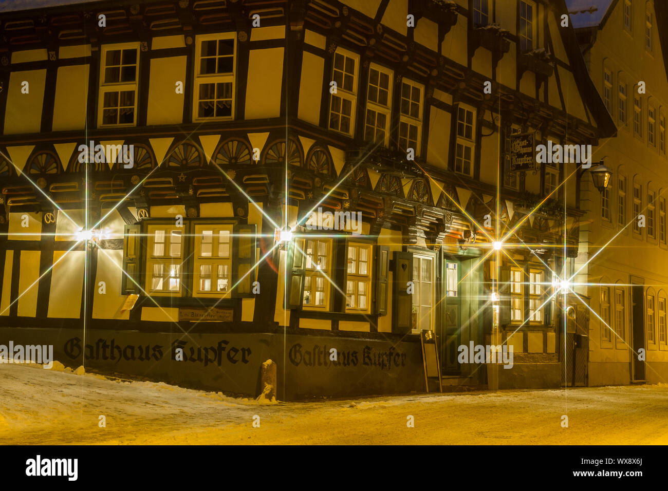 Stolberg Harz di notte Foto Stock