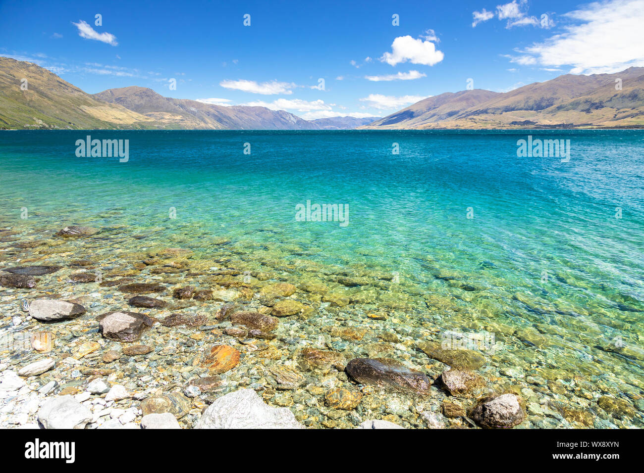 Il lago Wanaka; Nuova Zelanda isola del sud Foto Stock