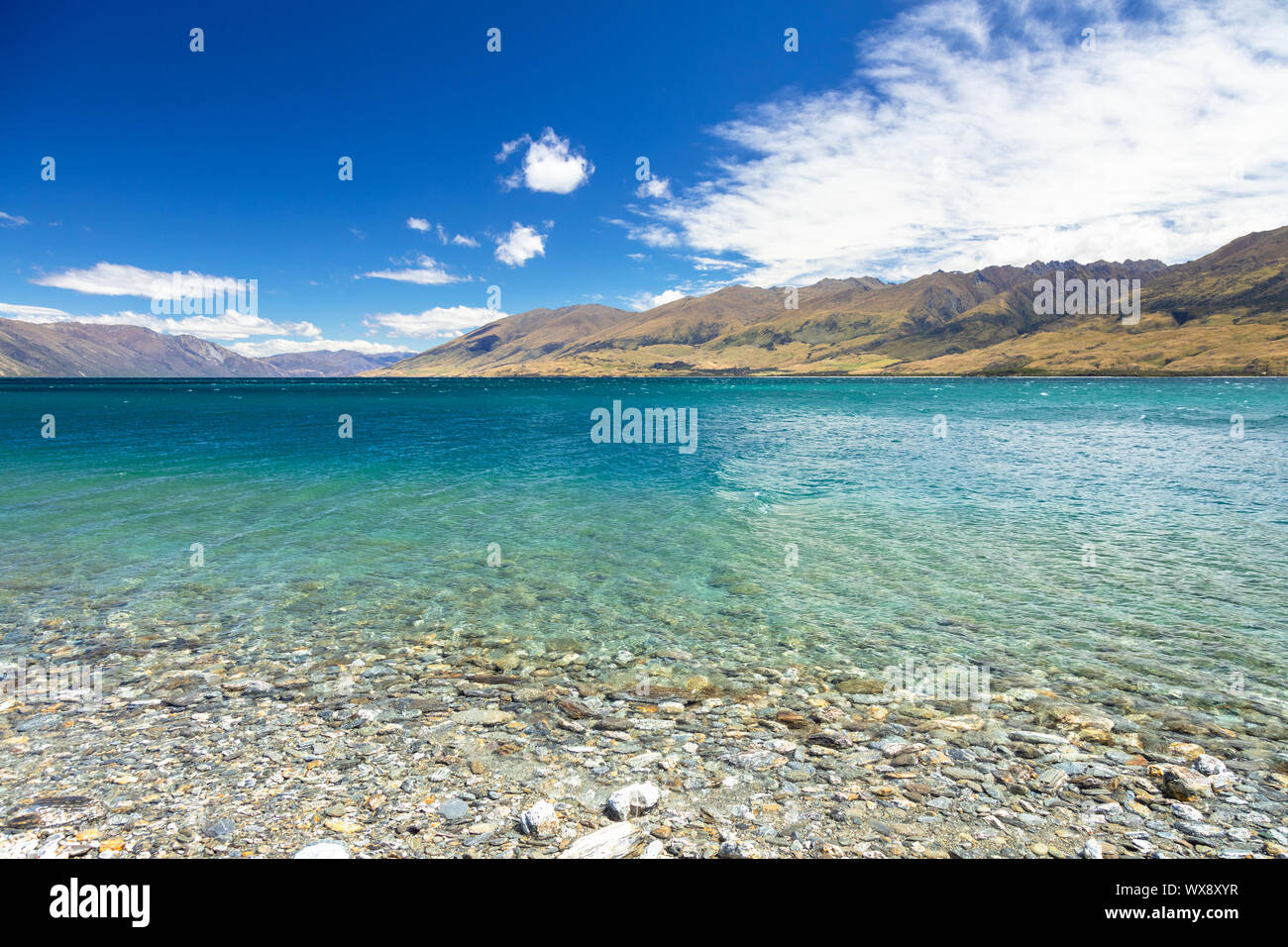 Il lago Wanaka; Nuova Zelanda isola del sud Foto Stock