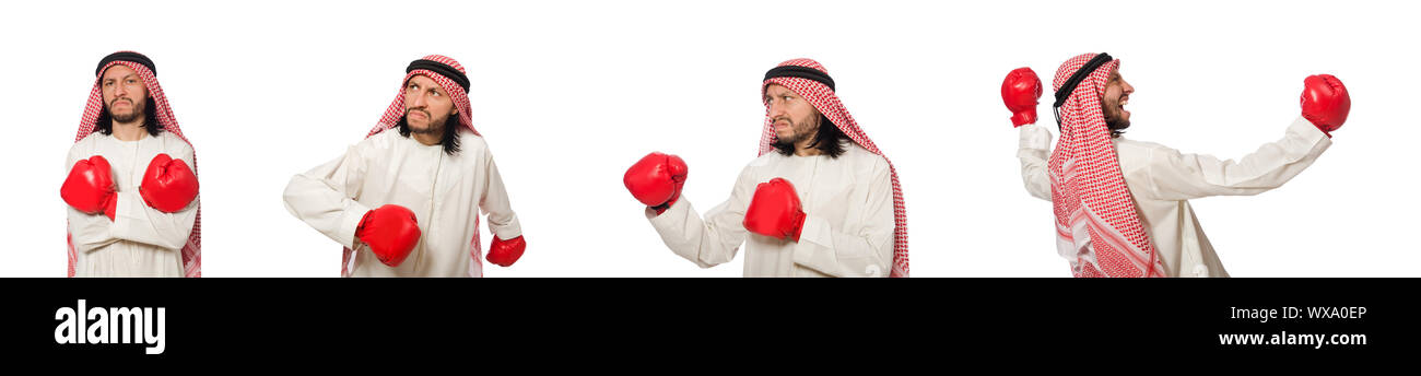 Imprenditore arabo isolato su bianco Foto Stock