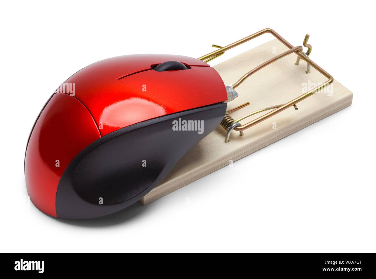 Trap con il mouse del computer isolati su sfondo bianco. Foto Stock