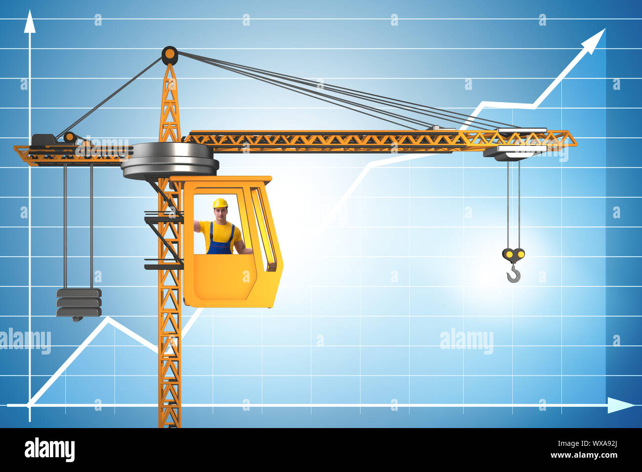 Il gruista nella crescita economica concept Foto Stock