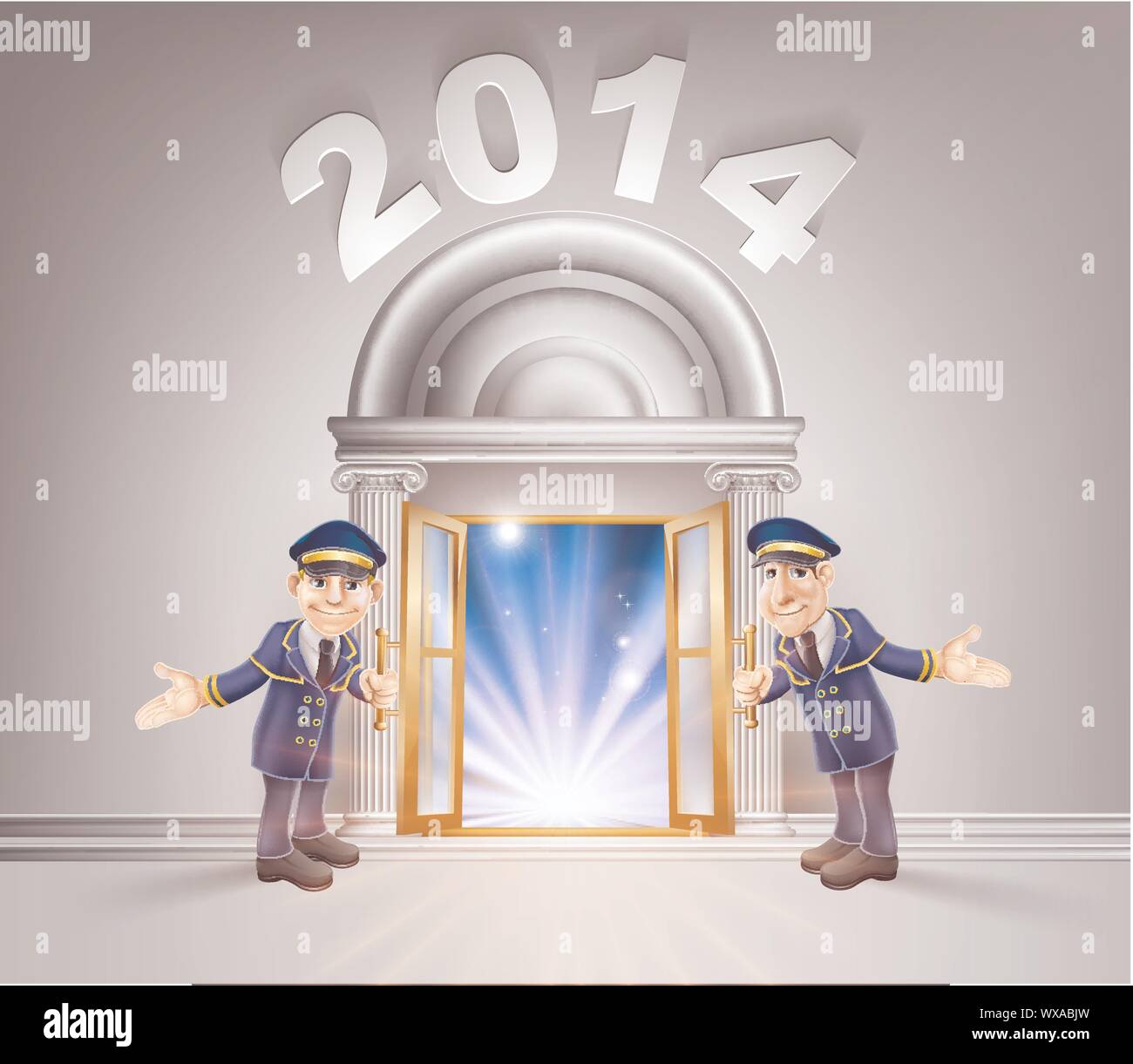Nuovo anno porta 2014 e portieri Illustrazione Vettoriale