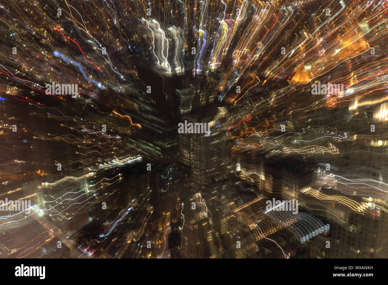 Astrazione delle luci della città di New York Foto Stock