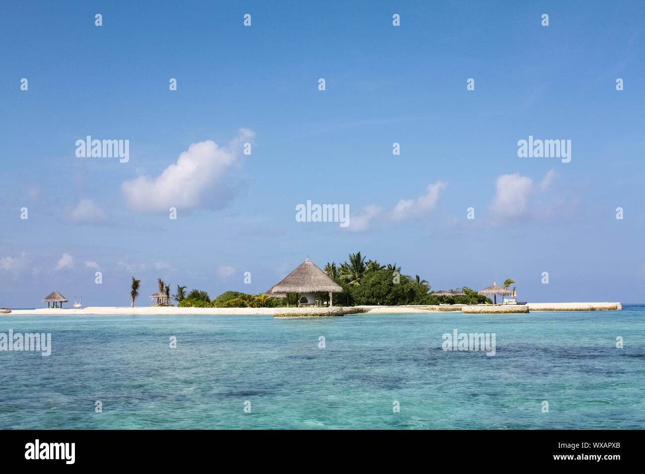 Isola tropicale scenario,Maldive Foto Stock