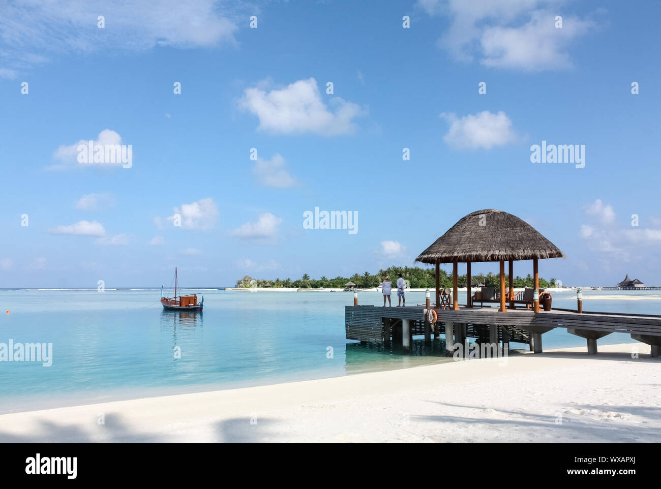 Maldive isola scenario Foto Stock