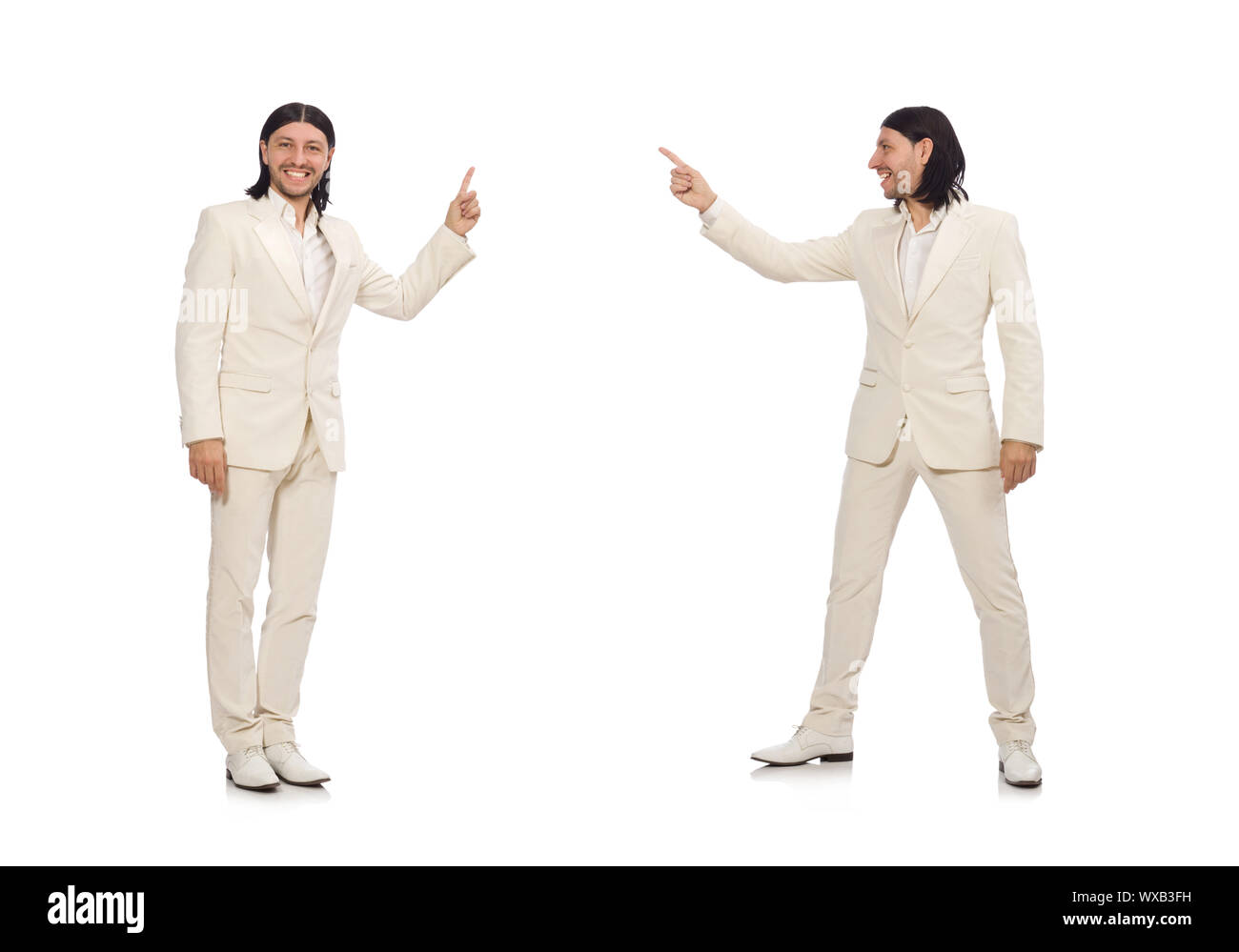 Uomo in funny concetto isolato su bianco Foto Stock