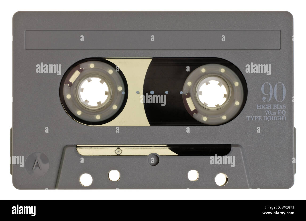 Grigio Vintage cassetta compatta su sfondo bianco Foto Stock
