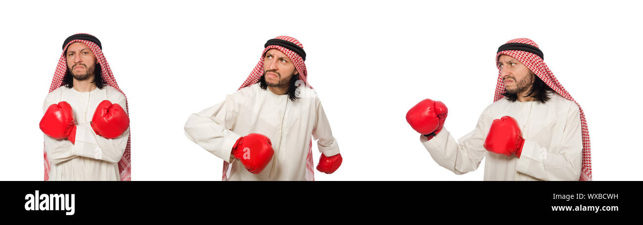 Imprenditore arabo isolato su bianco Foto Stock