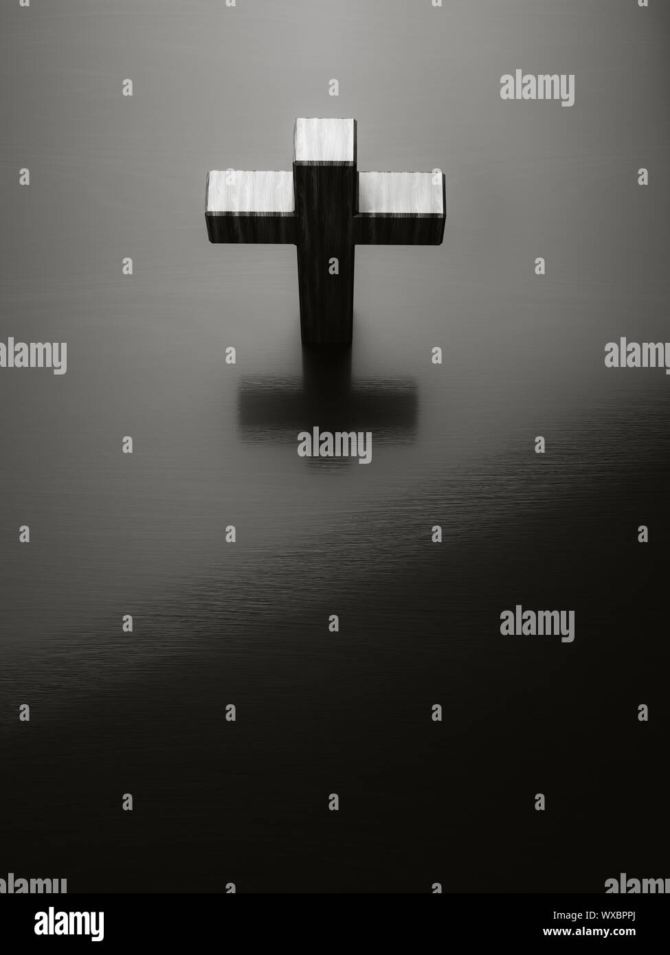 Croce nera simbolo con spazio per il testo Foto Stock