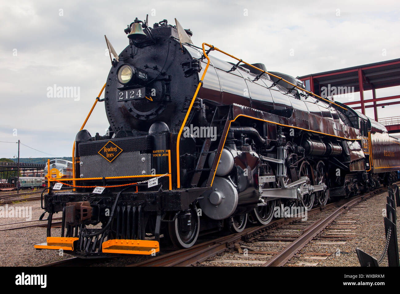 Treni storici a Steamtown Sito Storico Nazionale di Scranton, PA, Stati Uniti d'America Foto Stock
