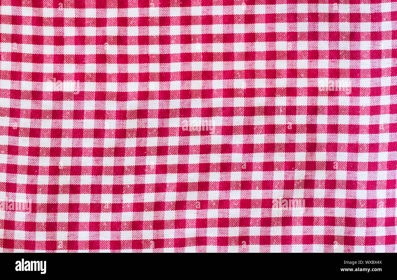 Texture di red plaid tessuto come sfondo Foto Stock