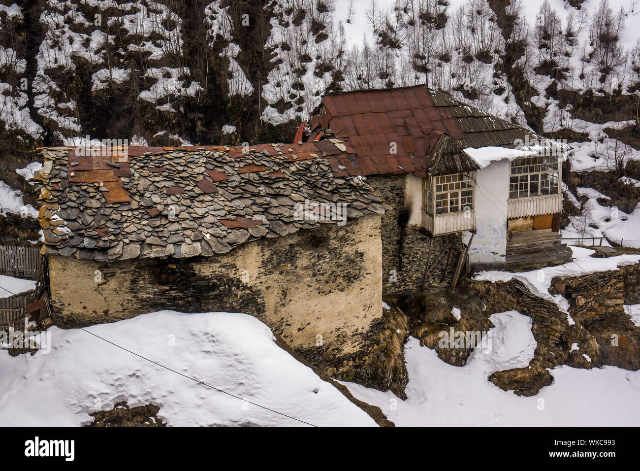Antico borgo del Caucaso ushguli Foto Stock