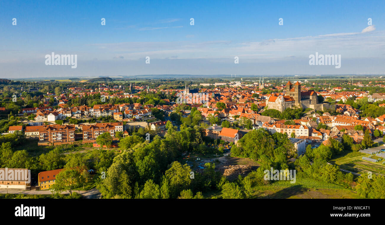 Patrimonio mondiale Harz Quedlinburg foto aeree Foto Stock