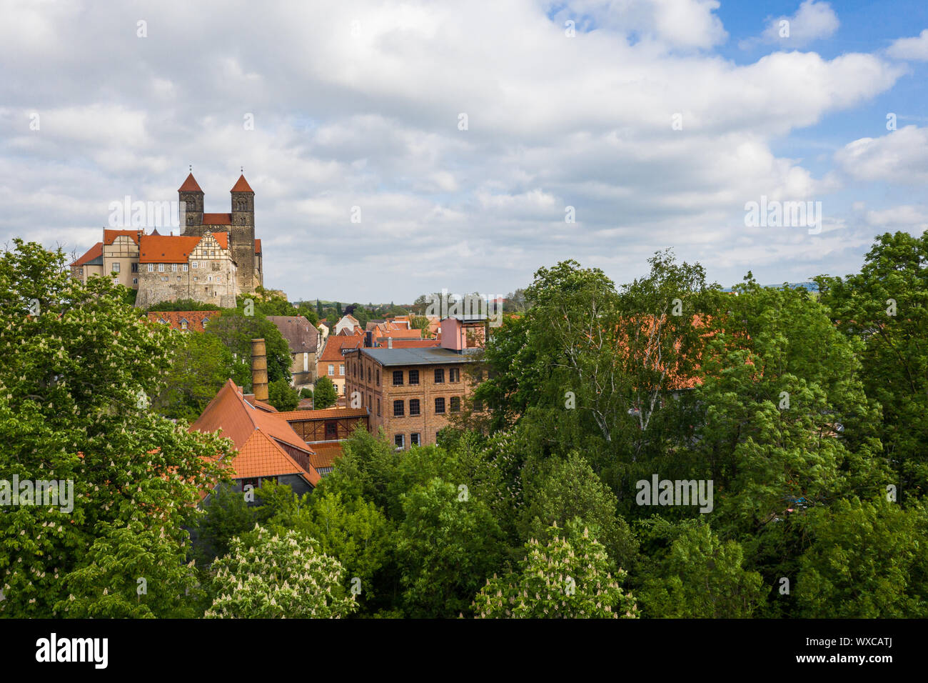 Patrimonio mondiale Harz Quedlinburg foto aeree Foto Stock