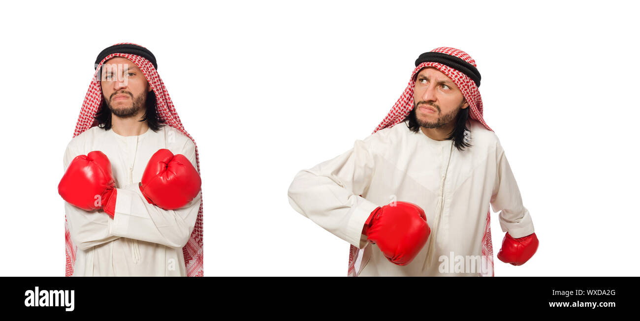 Imprenditore arabo isolato su bianco Foto Stock