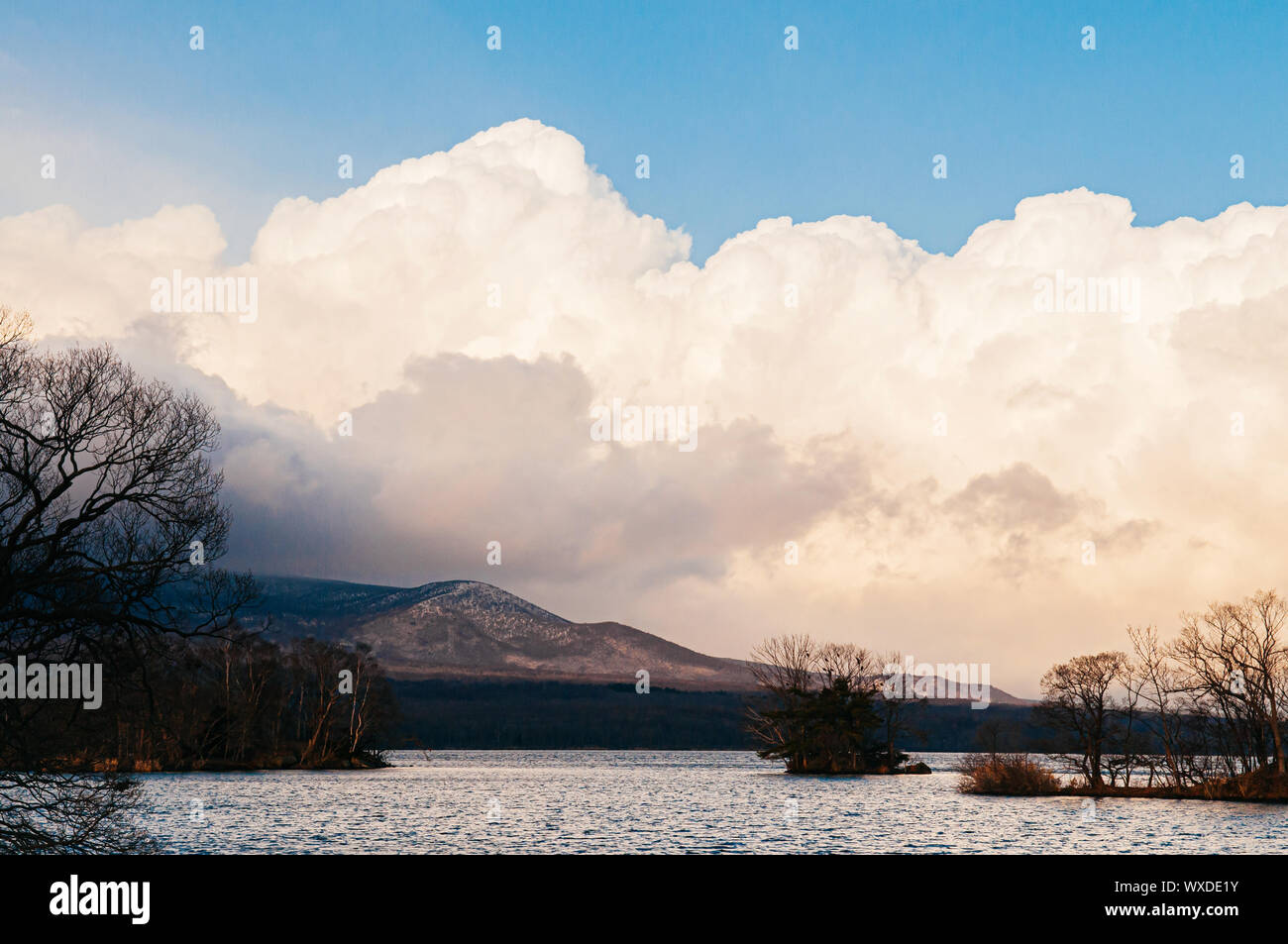Onuma Koen Quasi - Parco Nazionale di lago e Monte Komagatake visualizzare in pacifica freddo inverno. Hakodate, Hokkaido - Giappone. Foto Stock