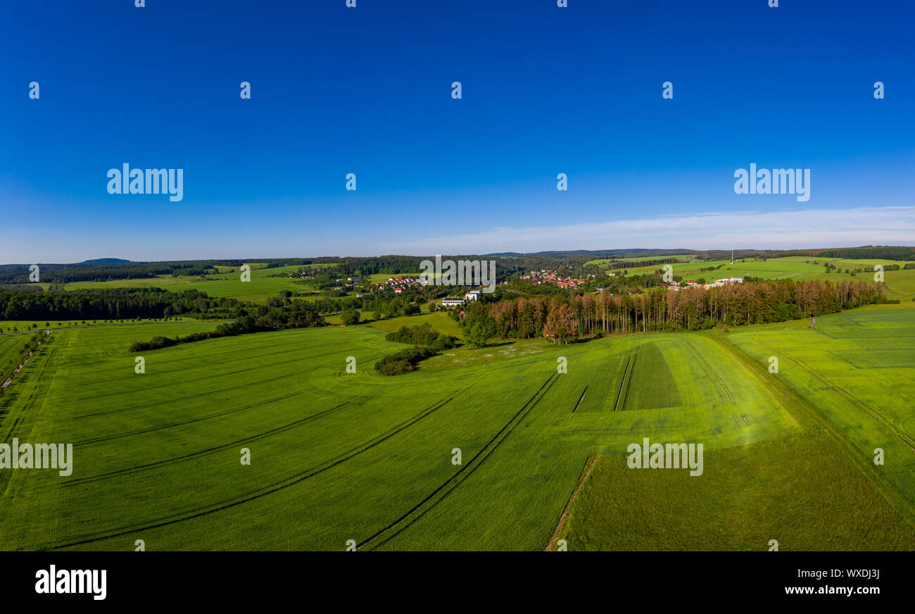 Foto aeree da le montagne Harz villaggio di Güntersberge Foto Stock
