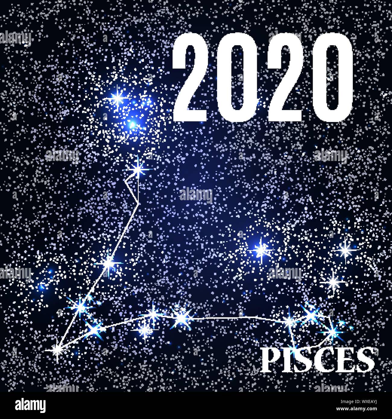 Simbolo: pesci segno zodiacale con il nuovo anno e di Natale 2020. Illustrazione Vettoriale Illustrazione Vettoriale
