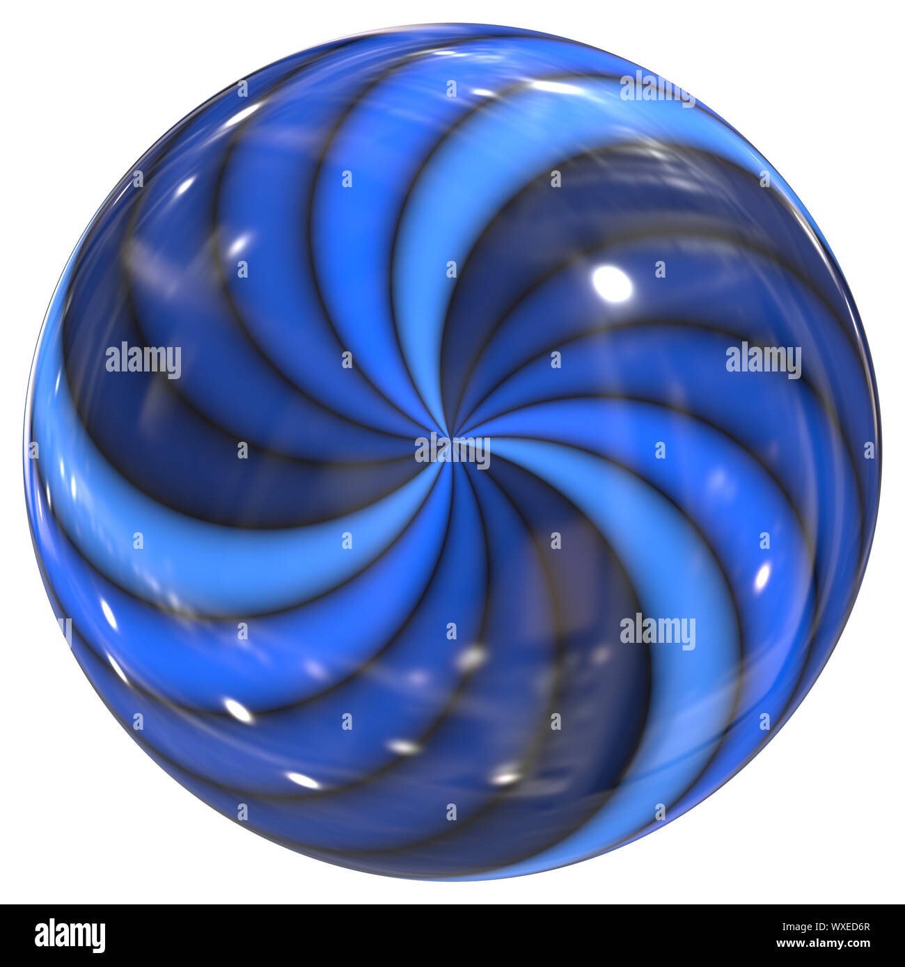 Swirl Blu sfera di vetro Foto Stock