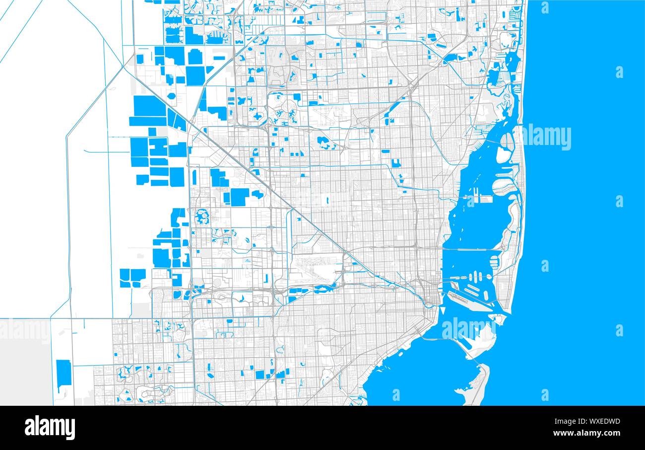 Ricco di vettore dettagliata mappa area di Hialeah, Florida, U.S.A.. Mappa modello per arredamento di casa. Illustrazione Vettoriale