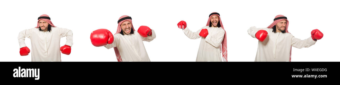 Imprenditore arabo isolato su bianco Foto Stock