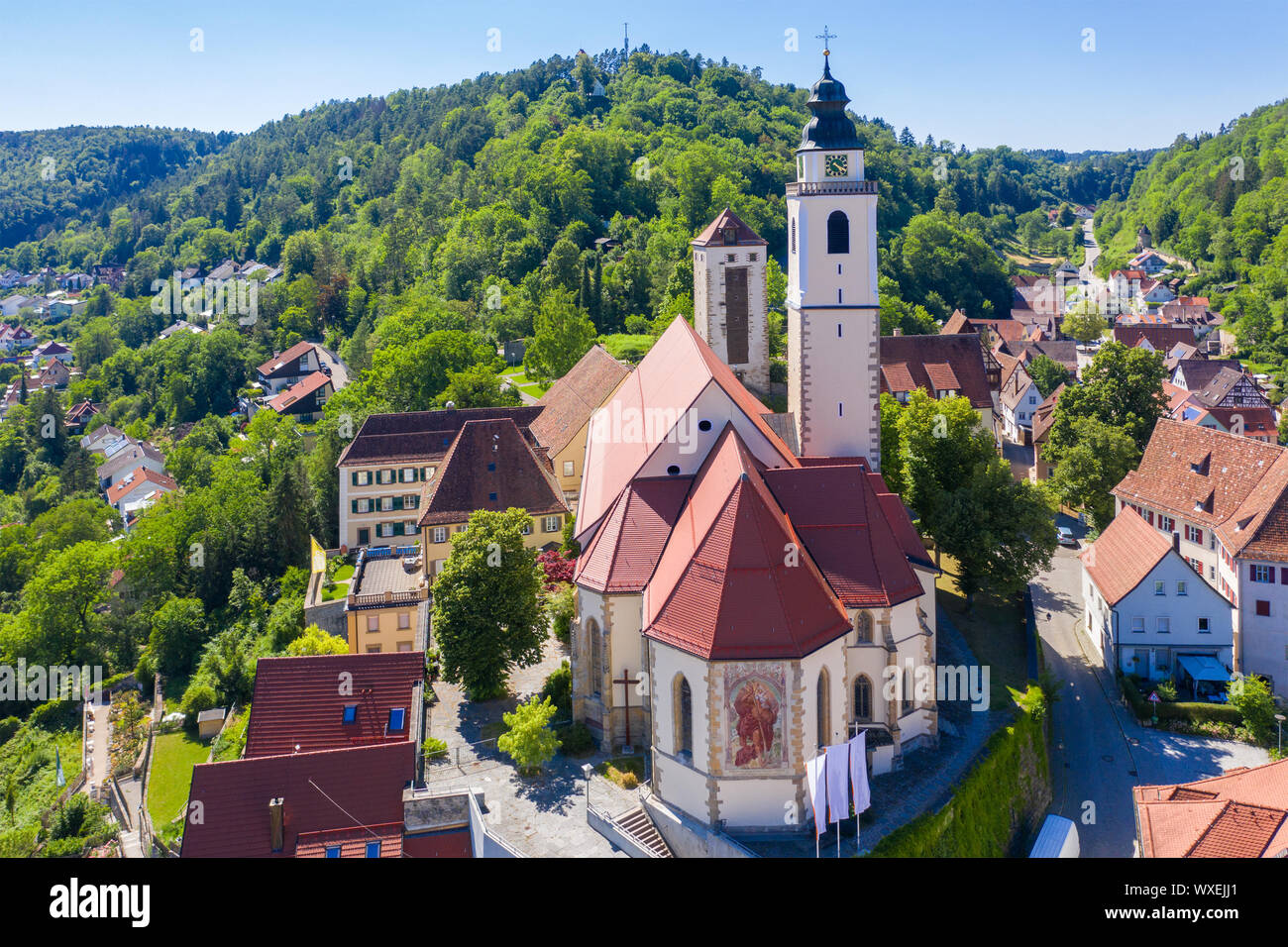 Veduta aerea della chiesa di Horb Germania meridionale Foto Stock