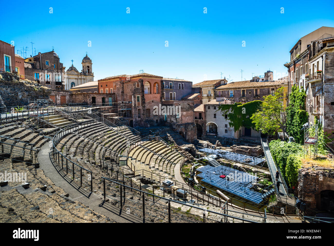 Teatro romano di Catania in Sicilia, Italia Foto Stock