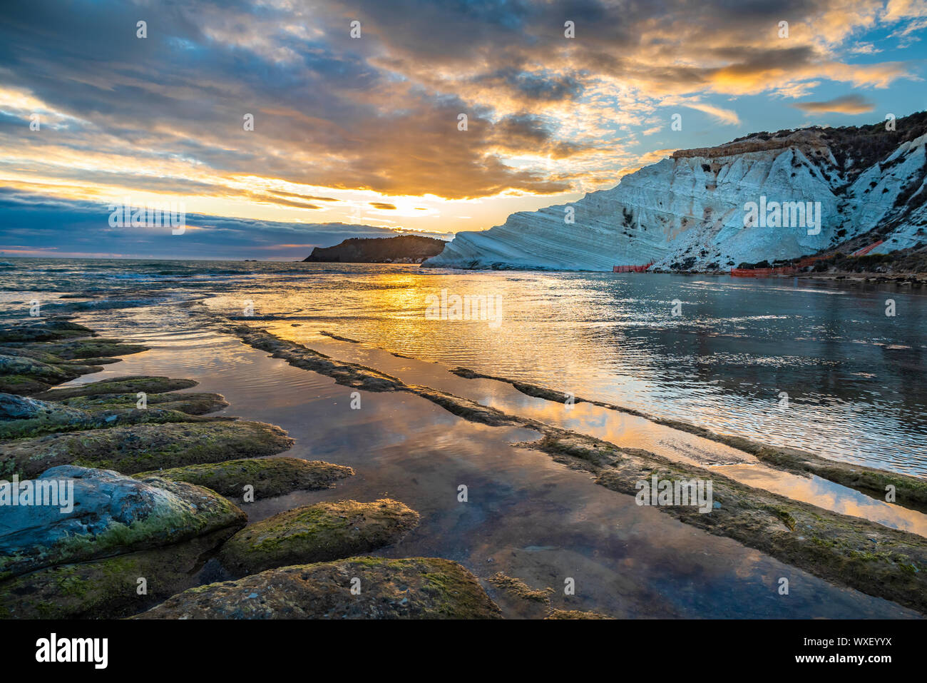 La Scala dei Turchi o la Scala dei Turchi, bianca scogliera rocciosa in Sicilia, Italia. Foto Stock