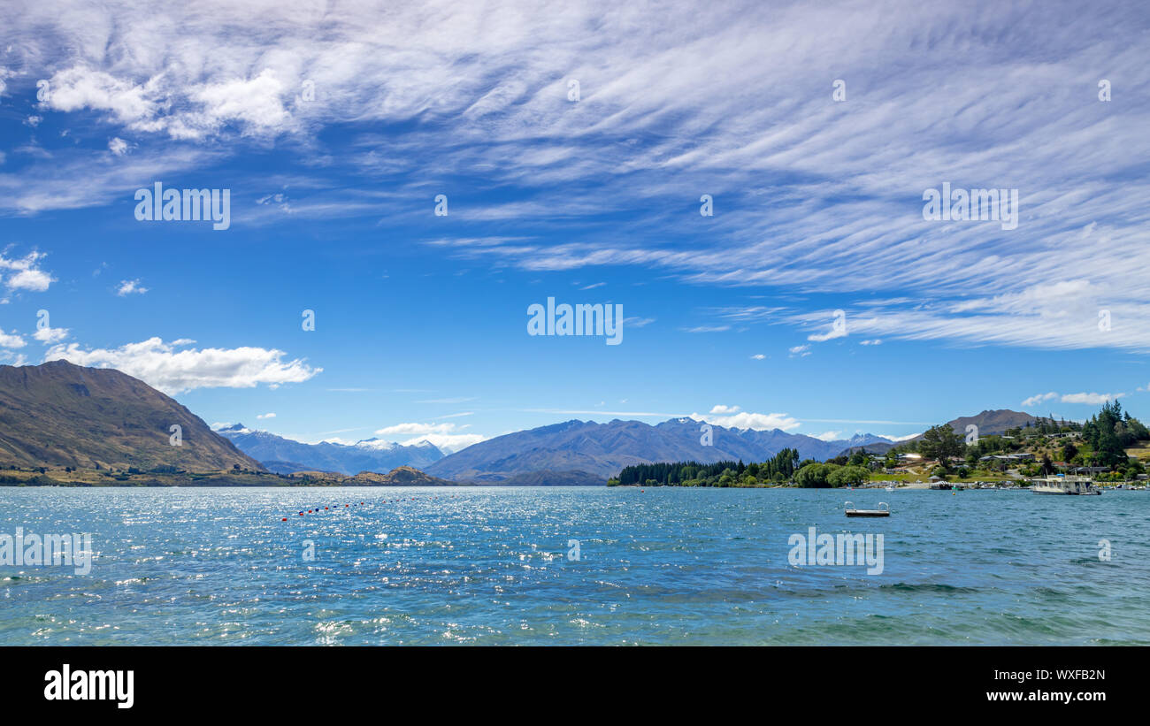 Il lago Wanaka; Nuova Zelanda isola del sud Foto Stock