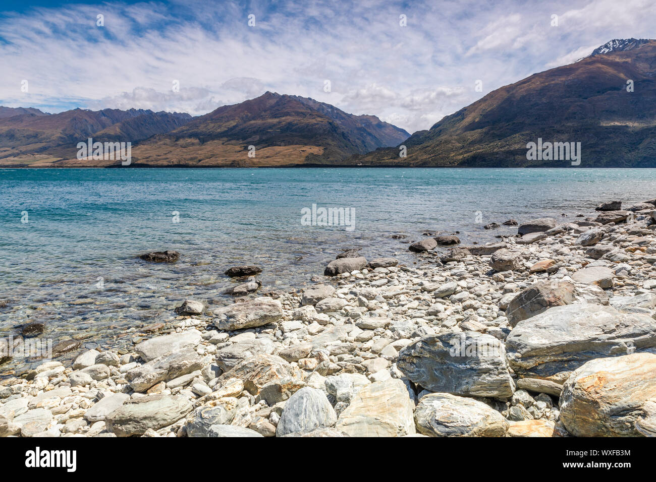 Il lago Wanaka; Nuova Zelanda isola del sud Foto Stock