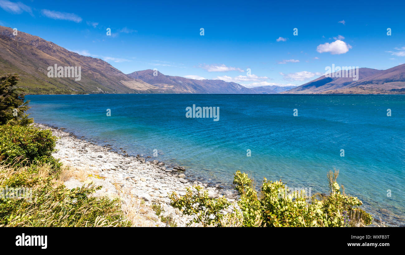 Il lago Wanaka; Nuova Zelanda isola del sud Foto Stock