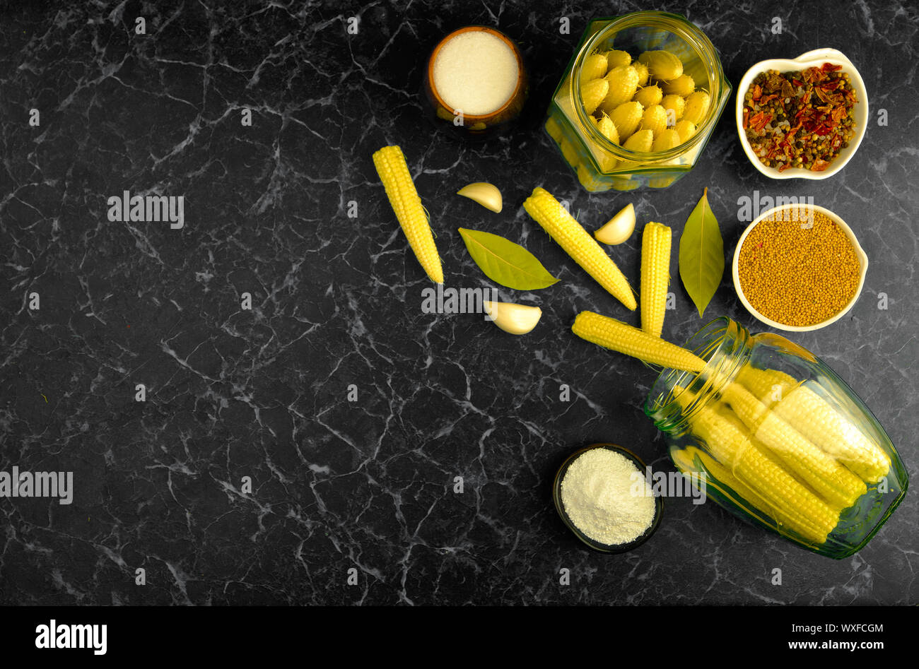 Giovani succosa sulla pannocchia di mais Foto Stock