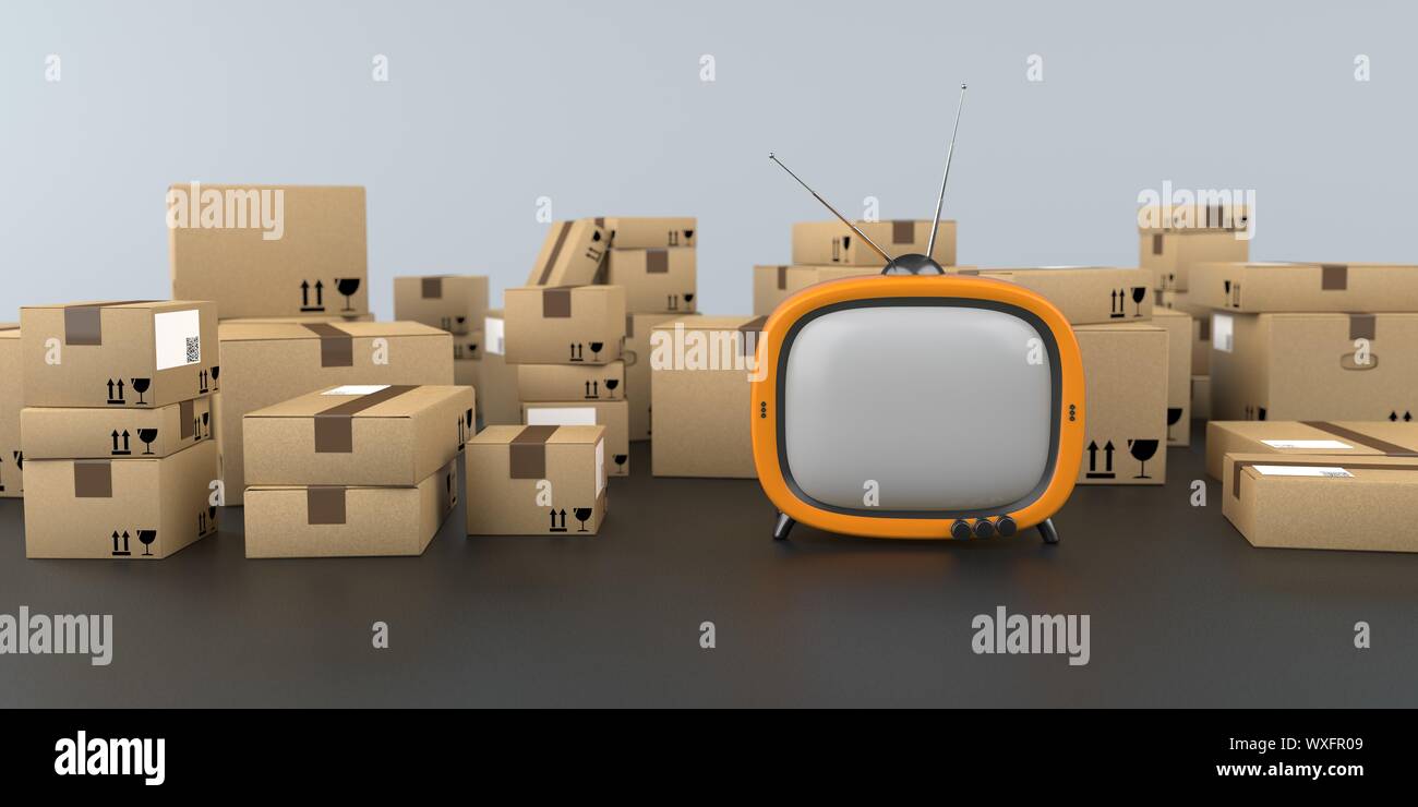 La televendita Orange TV cartoni di spedizione Foto Stock
