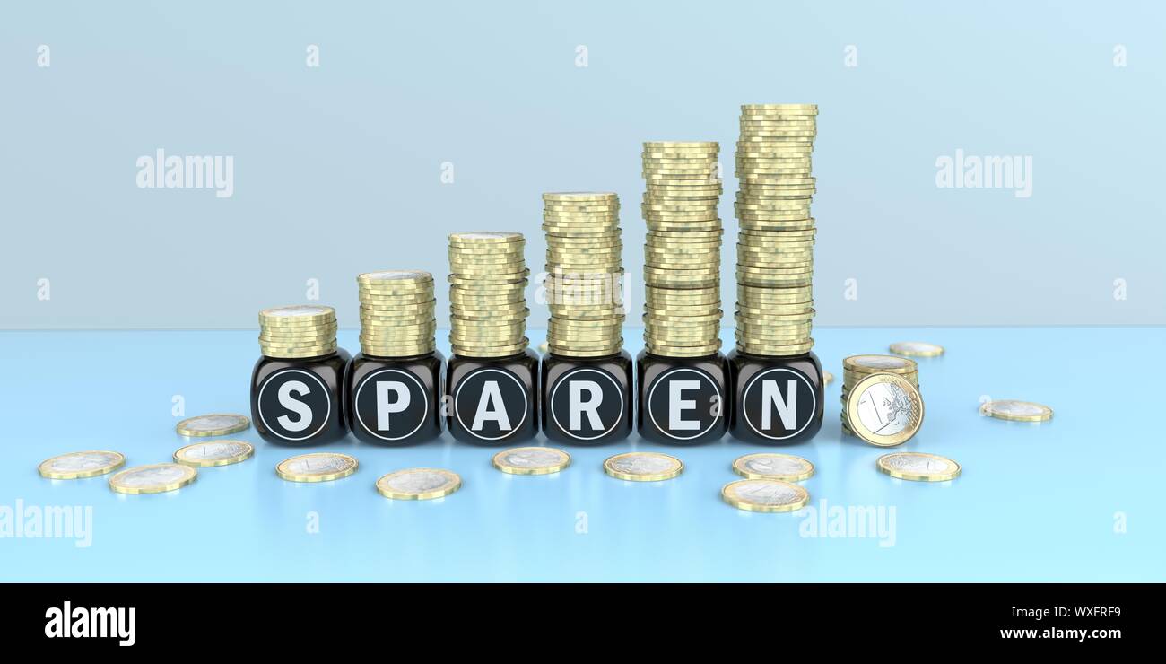 Sparen Monete in euro la crescita grafico Foto Stock