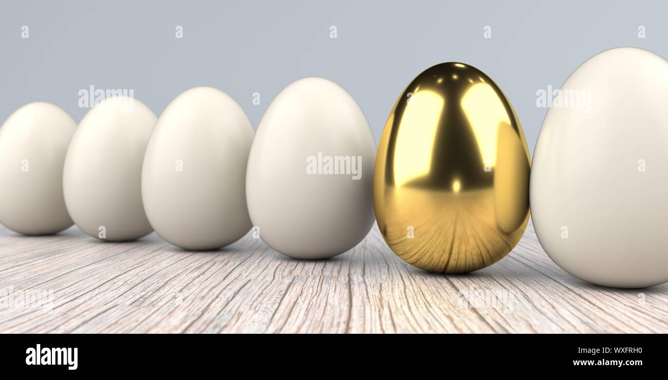 Golden Egg con uova naturali Foto Stock