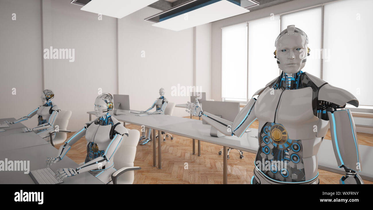 Robot Umanoidi Open Space Office Foto Stock