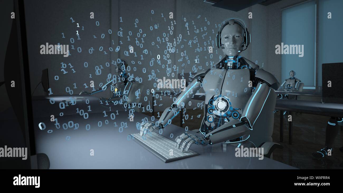 Robot umanoide Callcenter i dati Foto Stock