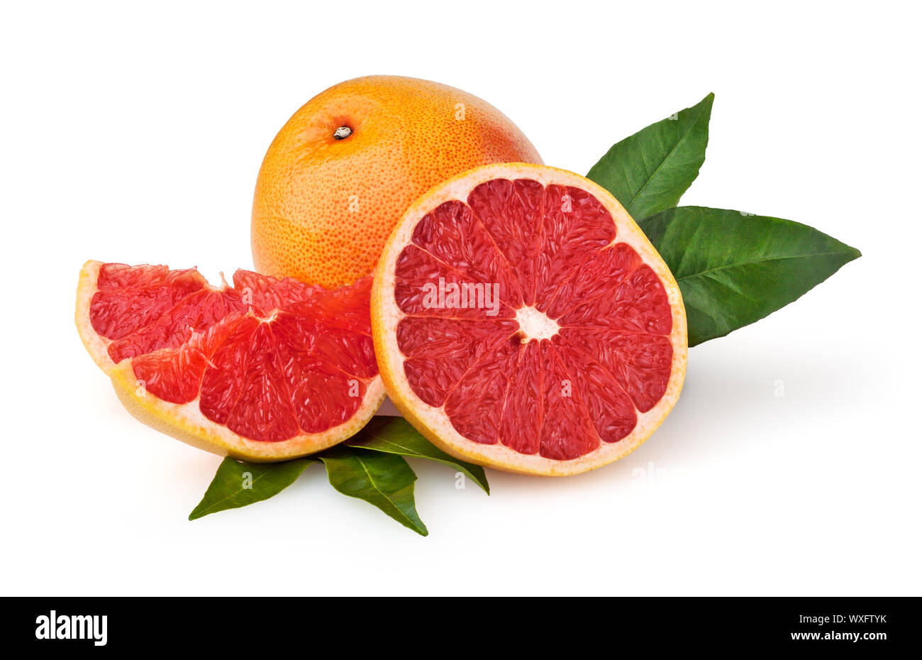 Pompelmi isolato su sfondo bianco con tracciato di ritaglio Foto Stock