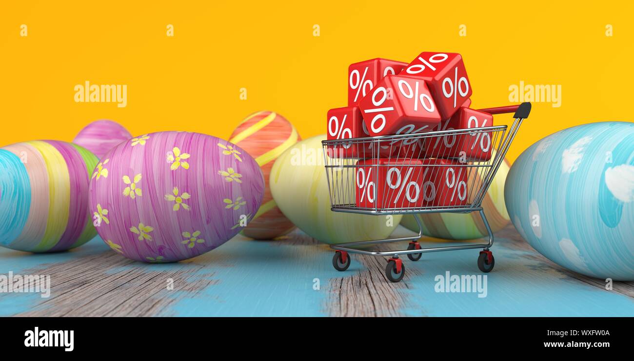 Carrello spesa sconto cubetti di uova di Pasqua Foto Stock