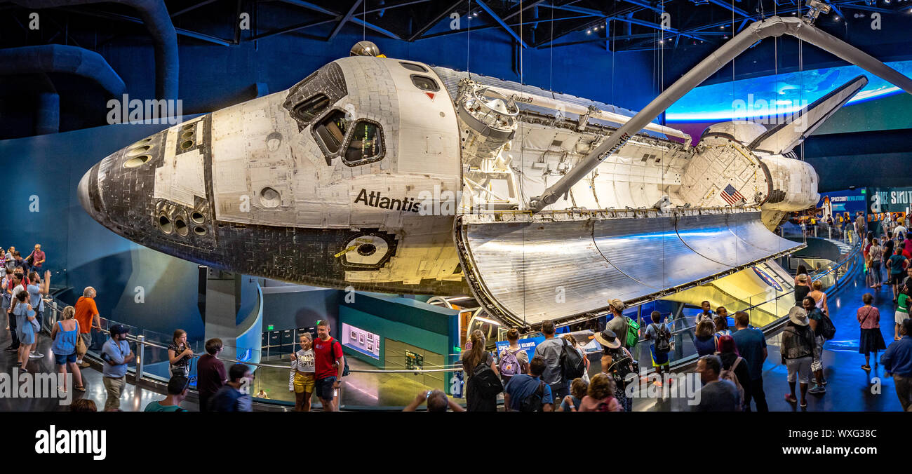 Cape Canaveral, in Florida, Stati Uniti d'America - Servizio navetta all'interno del Centro Spaziale Kennedy Foto Stock