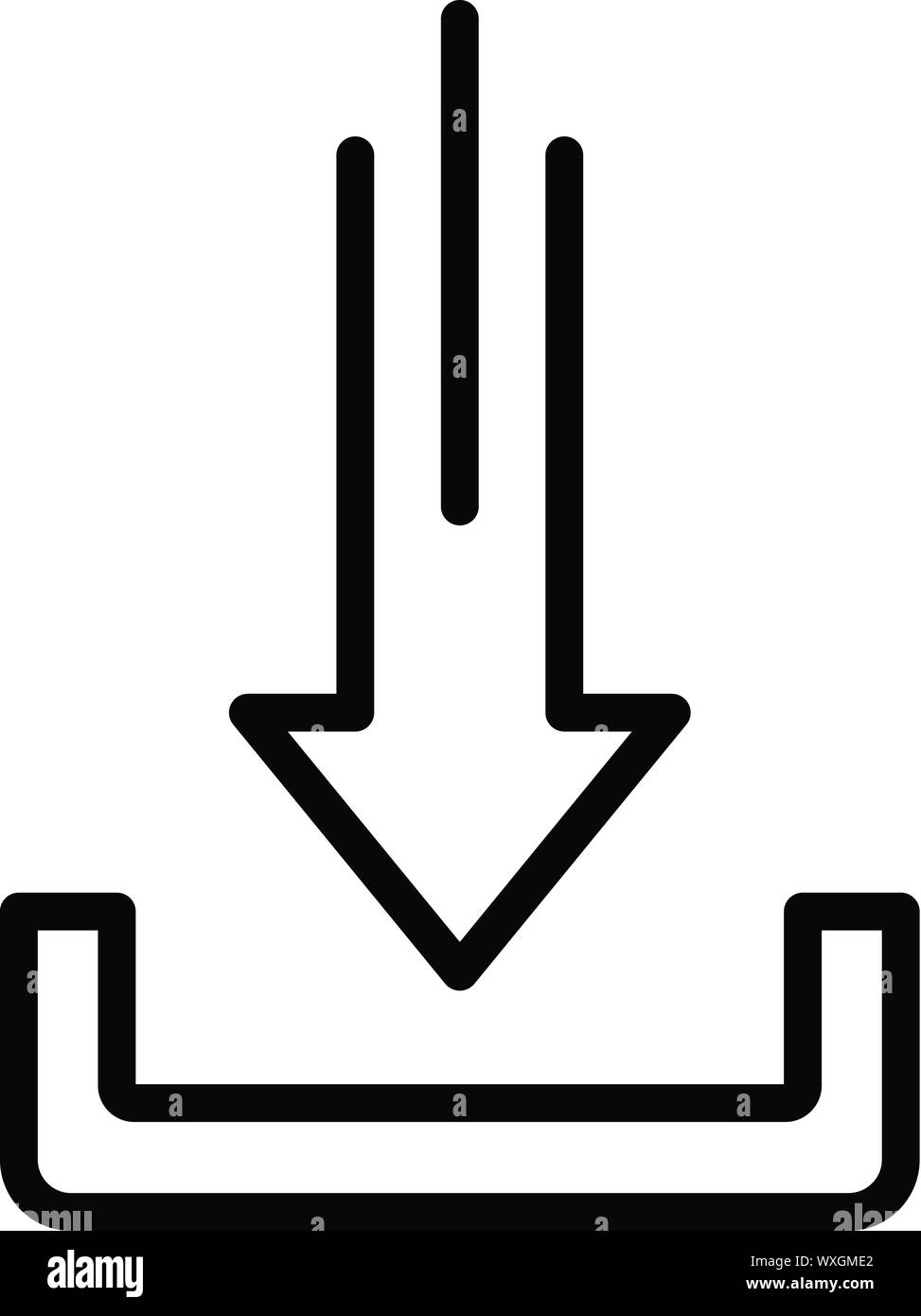 Freccia giù e la staffa e la relativa icona. Delineare la freccia in giù e staffa icona vettoriali per il web design isolato su sfondo bianco Illustrazione Vettoriale