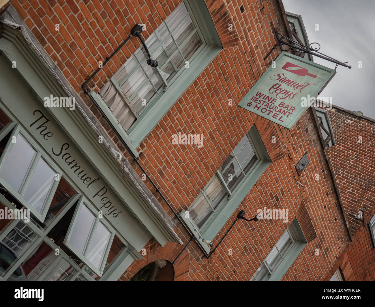 HARWICH, ESSEX, Regno Unito - 12 AGOSTO 2018: Il Samuel Pepys Restaurant Hotel in Church Street Foto Stock