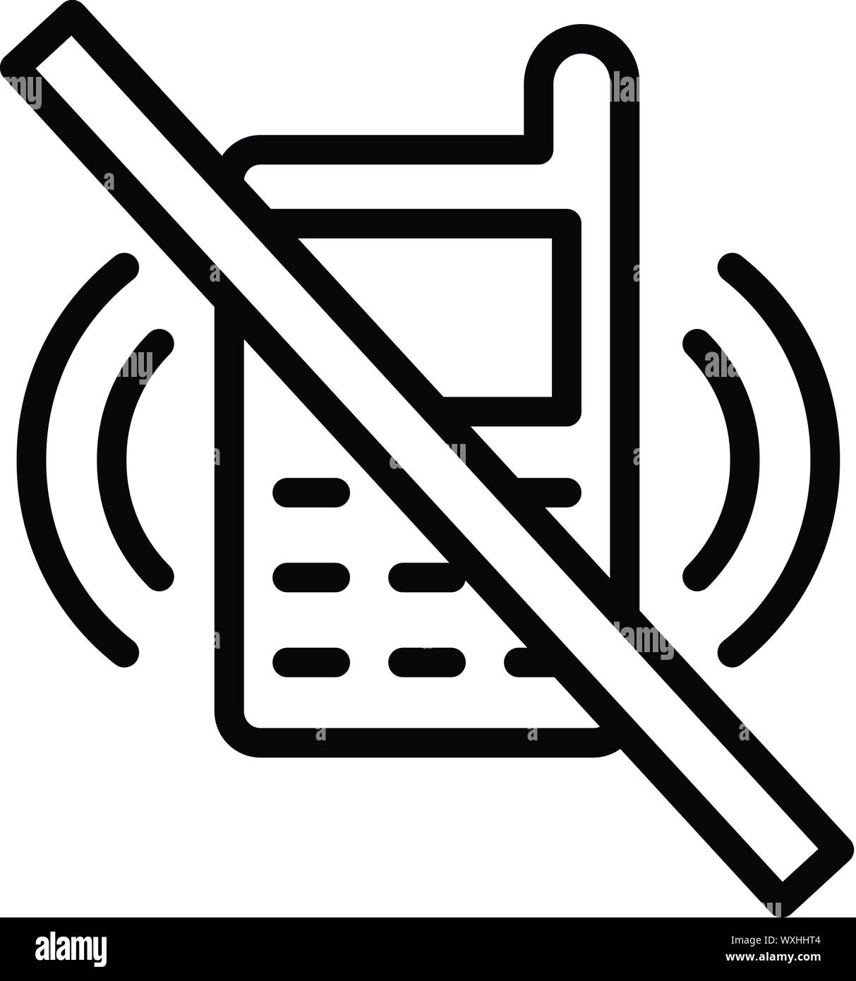 Attraversato l'icona a forma di telefono. Delineare barrata telefono icona vettoriali per il web design isolato su sfondo bianco Illustrazione Vettoriale