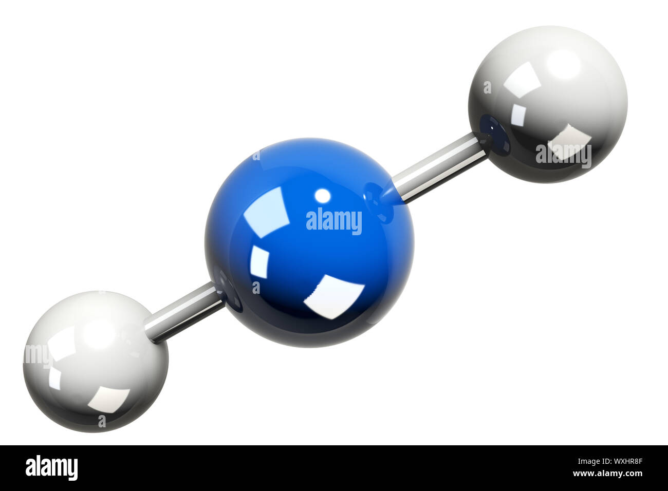 3D rendering del modello della molecola di biossido di carbonio ( CO2 ) su sfondo bianco Foto Stock