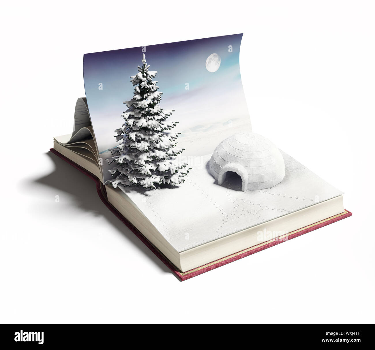 Igloo sul libro aperto. 3d concept Foto Stock