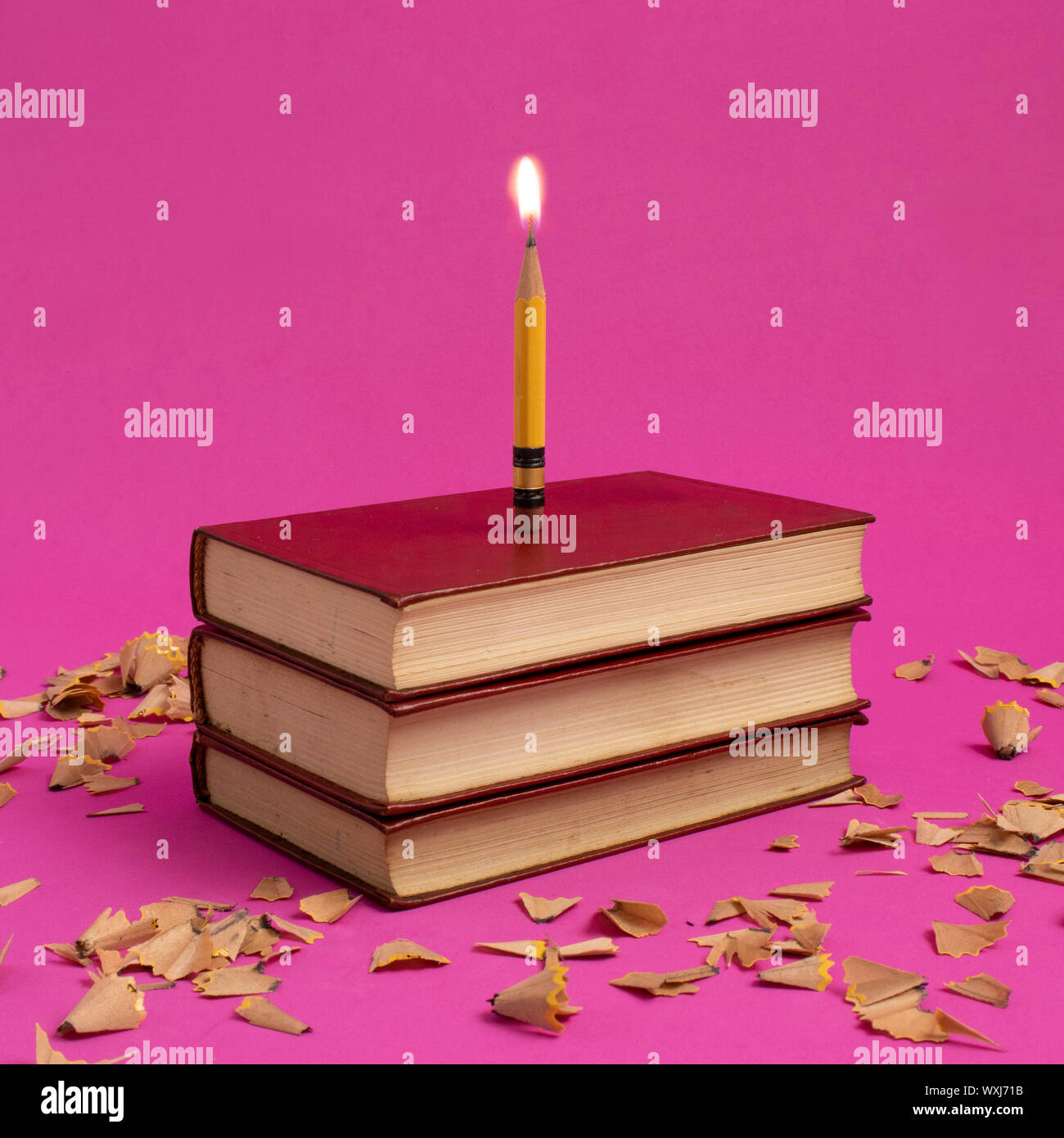 Concettuale torta di compleanno con una candela Foto Stock