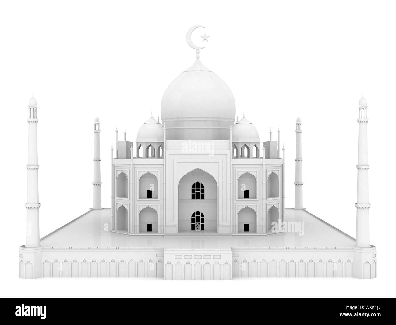 Bella moschea bianca su sfondo isolato Foto Stock