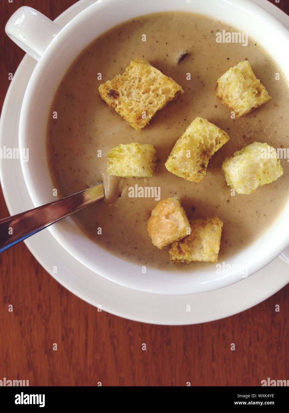 Cremosa zuppa di funghi Foto Stock